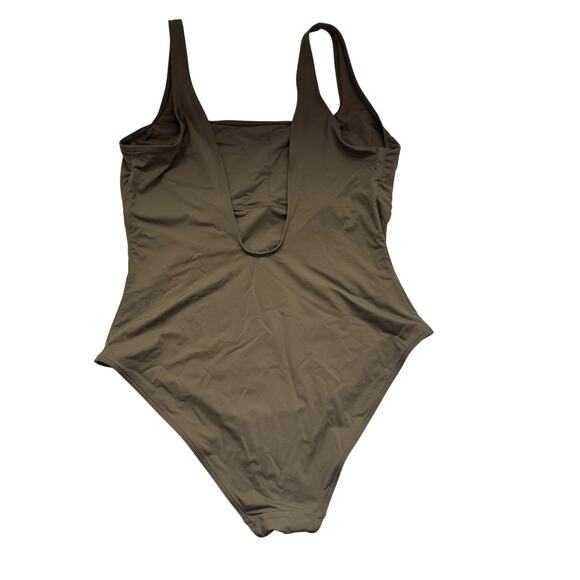 Everlane Square Neck One-Piece Olive Bathing Swimsuit size XL Beech - Picture 6 of 8